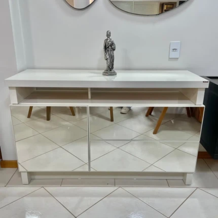 Balcao Buffet 1,25m TB388 MDF Off White com Espelhos (4086) - Imagem 3