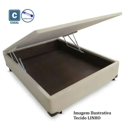 Base de Box com Baú Alto Linho – Casal 1,38m (3287)