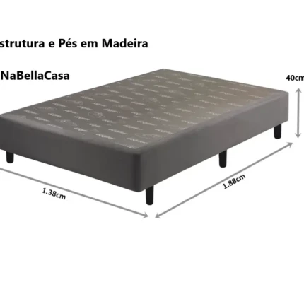 Base de Box tamanho Casal em tecido Cinza Ocre (4143)