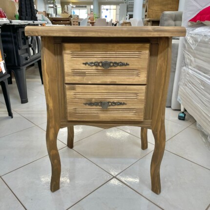 Mesa de Cabeceira Rustico 2 Gavetas em Madeira (2424) - Image 4