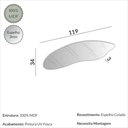 Espelho Orgânico ES18 119cm x 34cm (750) - Imagem 3