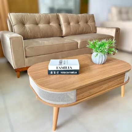 Mesa Centro MDF TB340 com Tela Sintética 90cm (5907) - Imagem 1