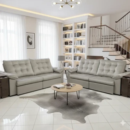 Sofa 3 e 2 lugares Ferrero com Braços Almofadado Veludo (6125-6823)