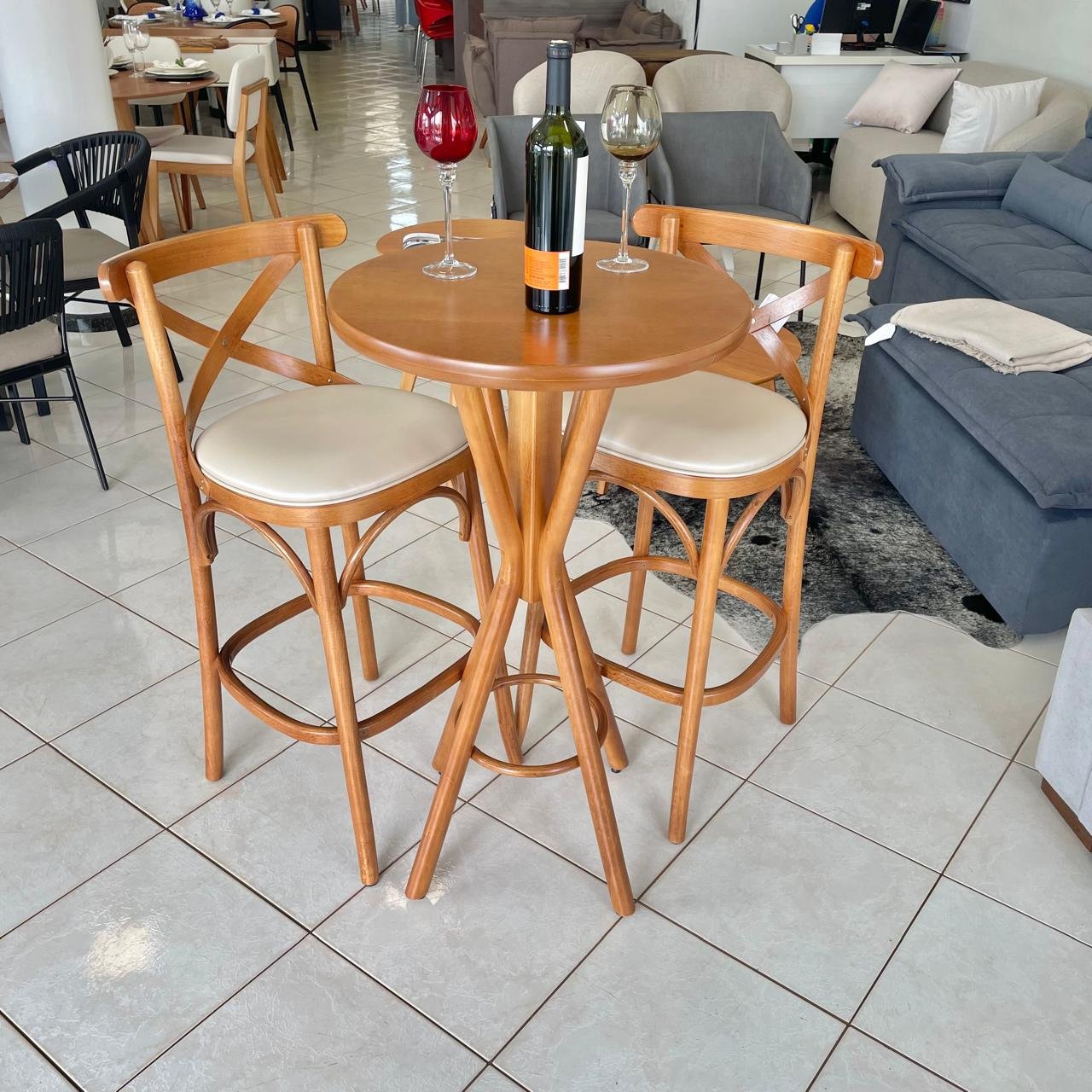 Kit Mesa Bistro com 2 Banquetas X (6455-4260) - Bella Casa de