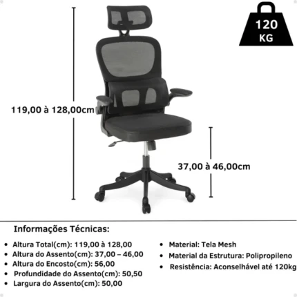 Cadeira Giratoria Presidente Atenas preto (2080) - Imagem 4