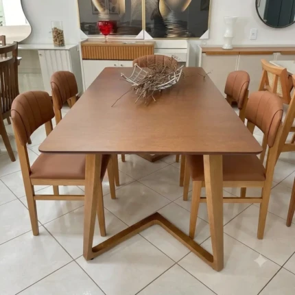 Mesa 1,80m Astra (1354) com 6 Cadeiras Luzia Mel (3429)