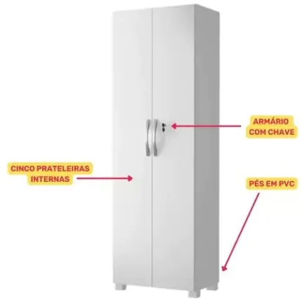 Armário 61cm 2 Portas NT4020 Alto Com Chave Multiuso (1459) - Imagem 3
