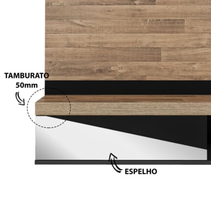 Painel 1,80m Monaco Preto com Vidro Bronze (3007) - Imagem 3