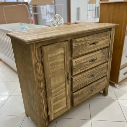 Comoda 1,16m 4 Gavetas Sapateira Rustico em Madeira (6438)