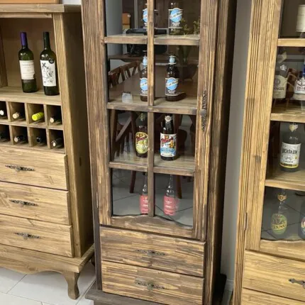 Cristaleira Rústica em Madeira 1 Porta 67cm (1045) - Imagem 3