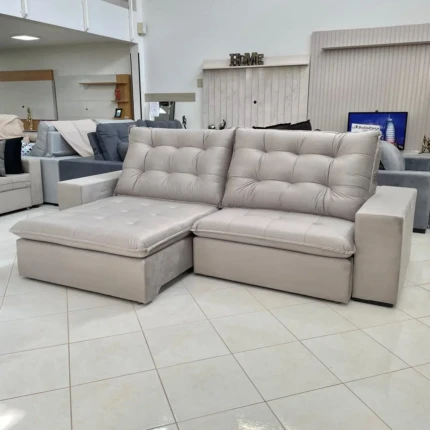 Sofa 2,84m Caribe Tecido Veludo Claro (6673)