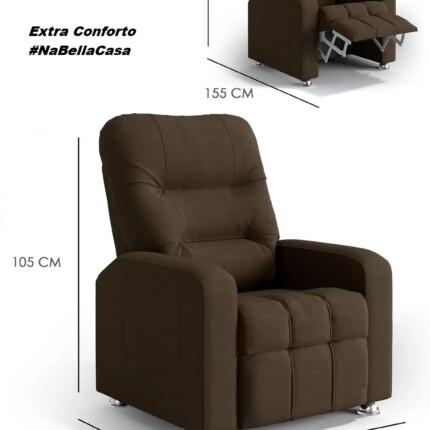 Poltrona Reclinavel Papai Turin Veludo Marrom (4046) - Imagem 3
