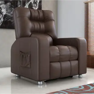 Poltrona Reclinavel Papai Madri Couro Eco Marrom (5537)
