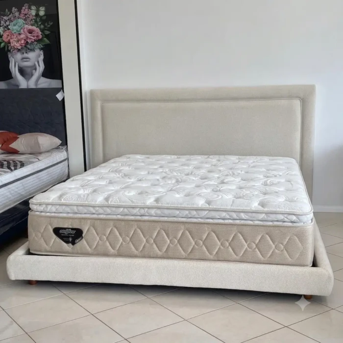 Vallure - Cama KING Inna Tecido LINHO BOUCLE 7087-E (CD 1335) + Colchao TOK DELICATO (CD 5060)