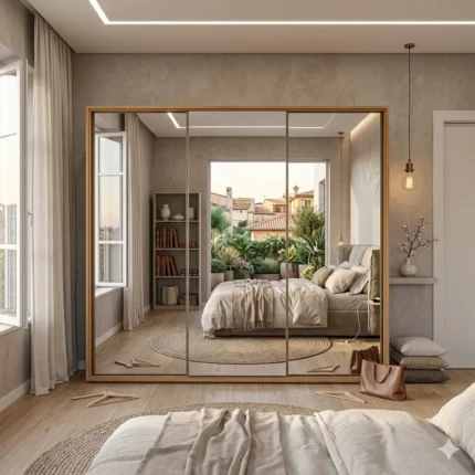 Roupeiro 2,70m MDF Concept com 3 Portas de Espelho inteiro (3591)