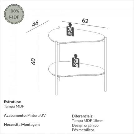 Mesa Lateral Organica TB629 (2463) - Imagem 3