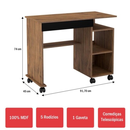 Mesa Escritório 92cm C214 MDF (1733) - Imagem 2