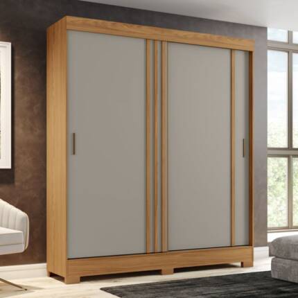 Roupeiro 1,63m 2 Portas Deslizantes B353 Cinza (6796) - Imagem 1
