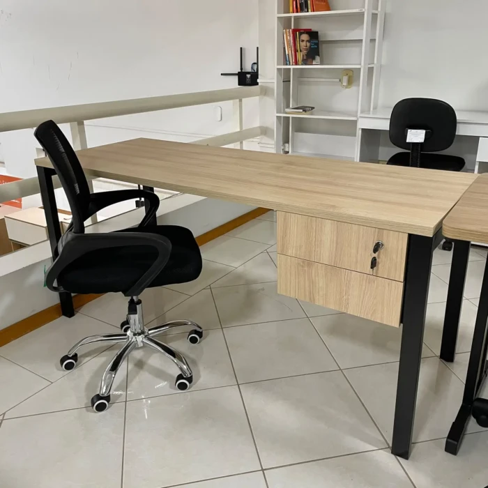 1,60m - Artesano - Mesa Escritorio Carvalho com 2 gavetas (cd 4434-5181) (3)