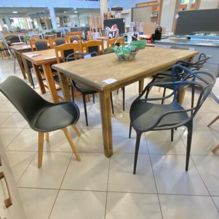 Mesa Rustica 1,60m em Madeira (6363) com 6 Cadeiras Siena e Aviv (3999-1203) - Image 1