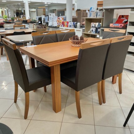 Mesa 1,60m Genova (2532) com 6 Cadeiras Kelly Impermeavel (2877) - Imagem 1
