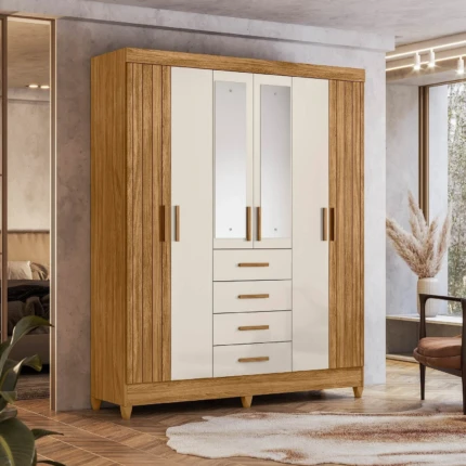 Roupeiro 1,65m 6 Portas Aruba com Espelhos (1247-2536)