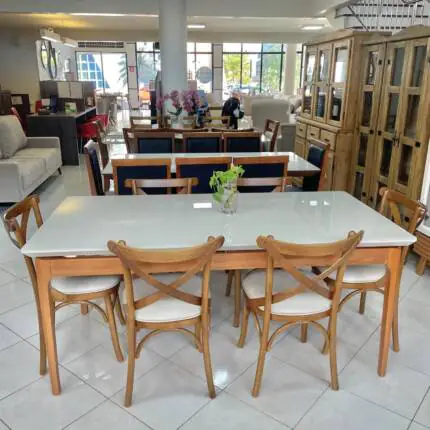 Mesa 1,80m Wind com Vidro (4802) com 6 Cadeiras Leon X Fendi Impermeável (4790) - Imagem 4