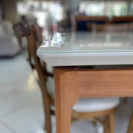 Mesa 1,80m Wind com Vidro (4802) com 6 Cadeiras Leon X Fendi Impermeável (4790) - Imagem 2