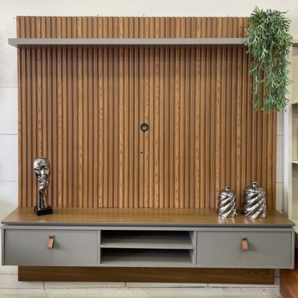 Painel 1,80m Authentique Ripado com Cinza (2629) - Imagem 1