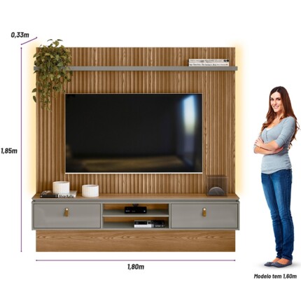 Painel 1,80m Authentique Ripado com Cinza (2629) - Imagem 6