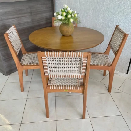 Mesa Redonda 1m (1745) com 4 Cadeiras com Corda Nautica (5180) - Imagem 4