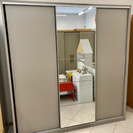 Roupeiro 2,30m 3 Portas Deslizantes com Espelho e MDF Alabama (3605) - Imagem 1