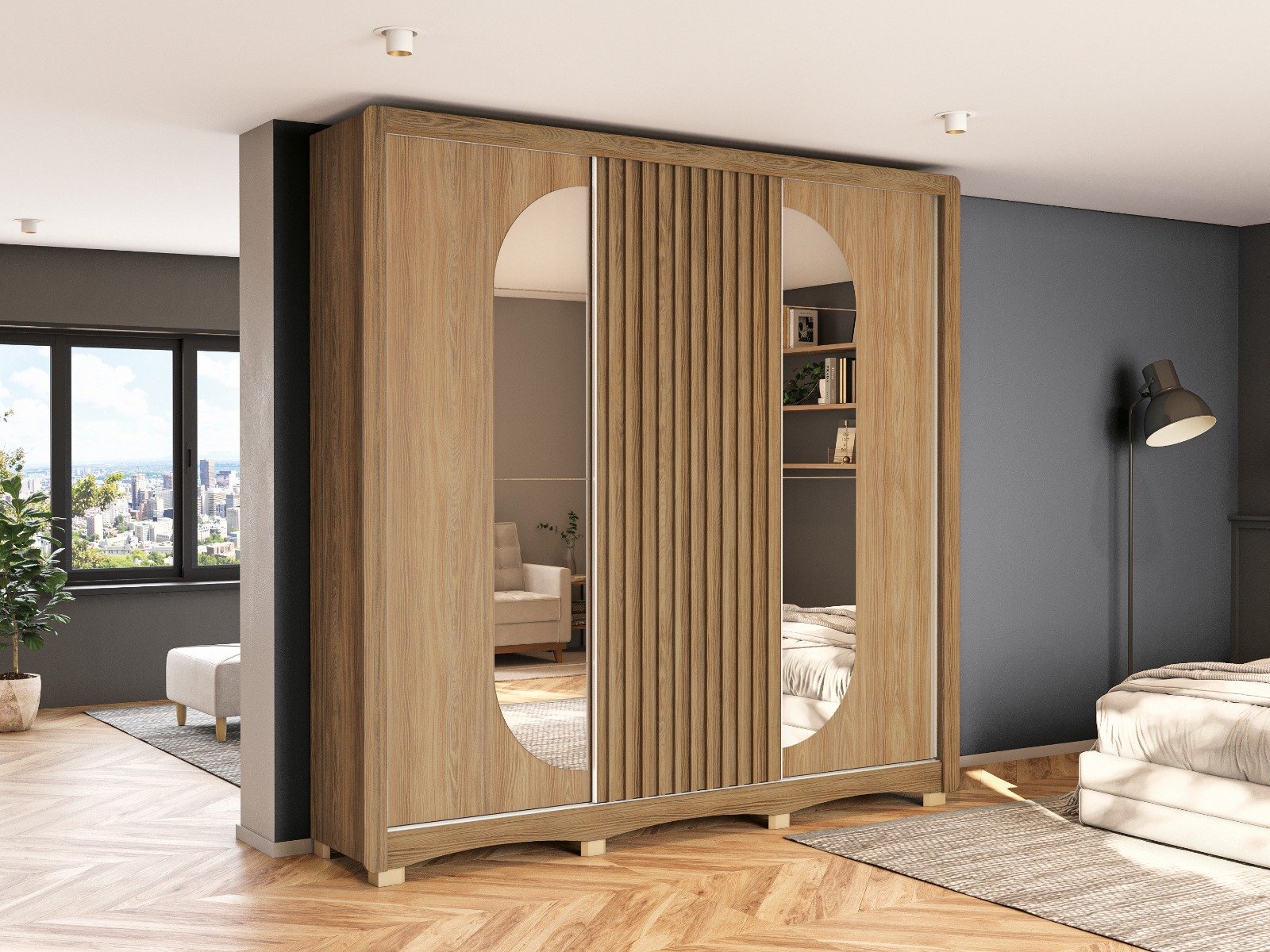 Roupeiro 2,40m 3 Portas Deslizantes N576 (2161) - Bella Casa de