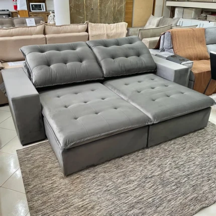 Sofa 2,44m Caribe Tecido Veludo - Di Qualita (6669) - Imagem 3