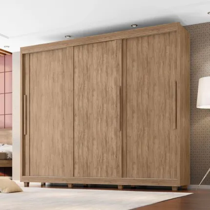 Roupeiro 2,73m 3 Portas Deslizantes Milao 100% MDF (4226)