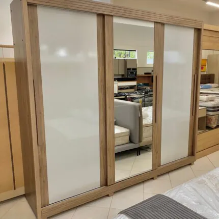 Roupeiro 2,73m 3 Portas Deslizantes Milao Plus 100% MDF Off com Espelhos (4226-3846) - Imagem 7