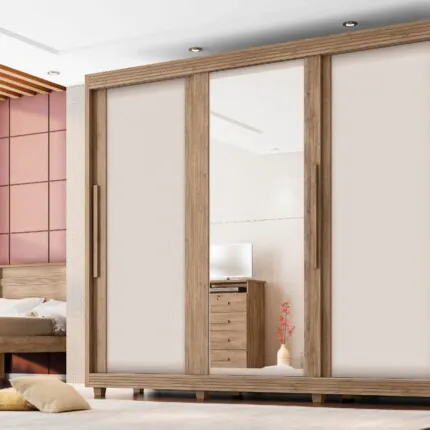Roupeiro 2,73m 3 Portas Deslizantes Milao Plus 100% MDF Off com Espelhos (4226-3846) - Imagem 8