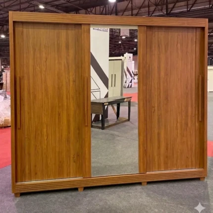 Roupeiro 2,73m 3 Portas Deslizantes Milao 100% MDF com Espelho (4968-3846)