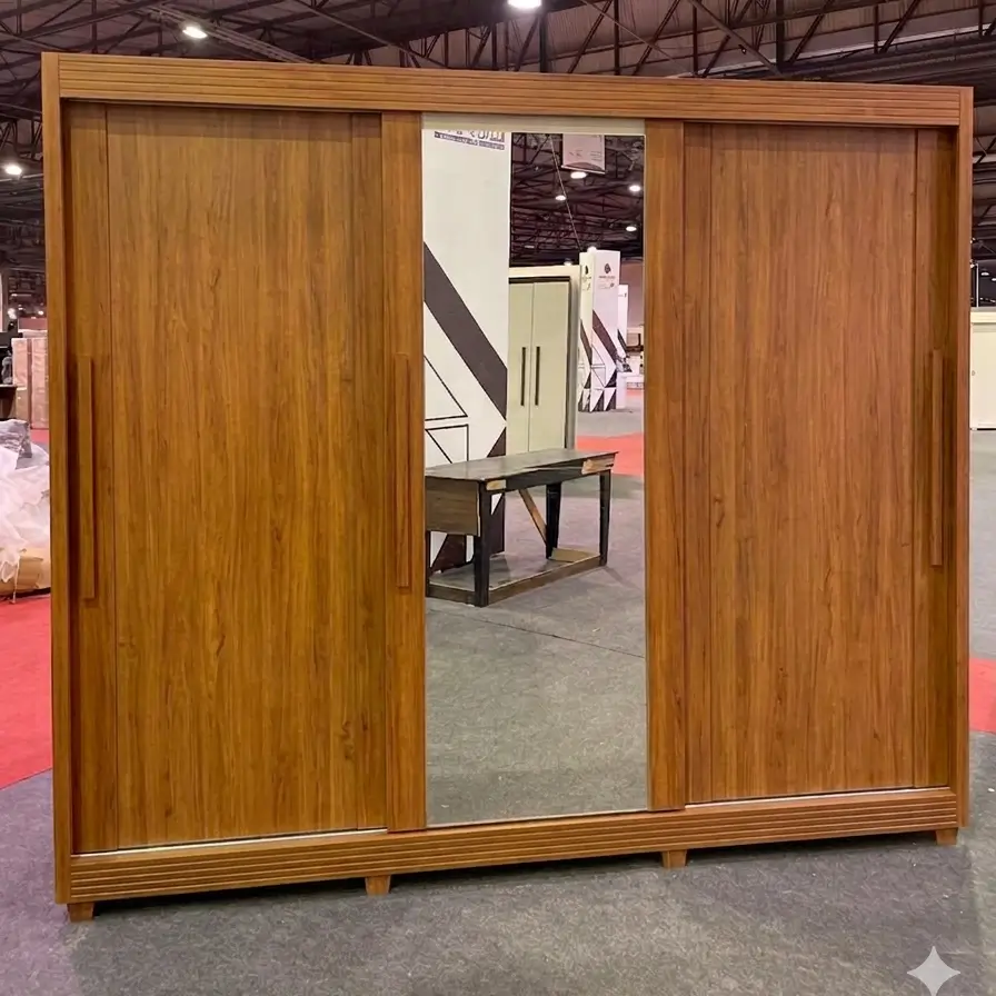 Roupeiro 2,73m 3 Portas Deslizantes Milao 100% MDF com Espelho