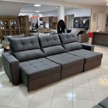 Sofa 3,00m Dubai Veludo Cinza (5930) - Imagem 1