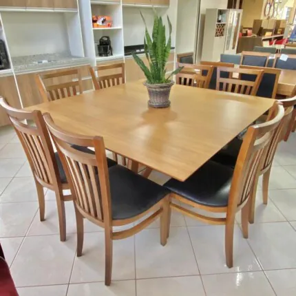 Mesa Madri 1,50m x 1,50m (4904) com 8 Cadeira em Madeira Larissa Imbuia (2823) - Imagem 6