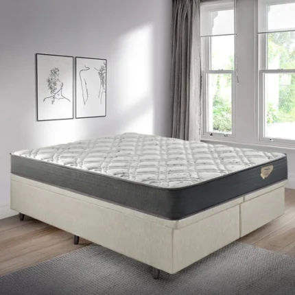 Cj. Box QUEEN 1,58m com BAÚ Bege e Colchão Adapto – Macio – Ecoflex (2135) - Imagem 3