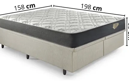 Cj. Box QUEEN 1,58m com BAÚ Bege e Colchão Adapto – Macio – Ecoflex (2135) - Imagem 4