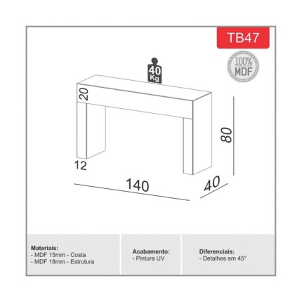 Aparador 1,40m TB47 100% MDF Carvalho (3586) - Imagem 5