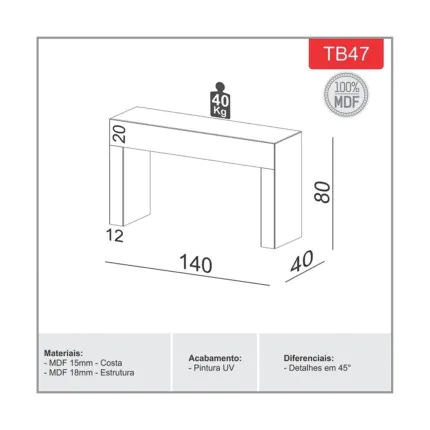 Aparador 1,40m TB47 100% MDF Carvalho (3586) - Imagem 5