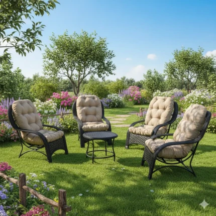 Jogo de Área Descanso 4 Peças em Fibra Preto (424-4609)