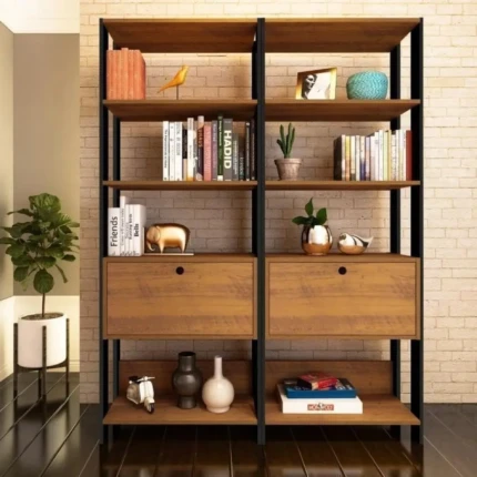 Kit Estante Match 1,29m Madeirado com Preto (1299-2)