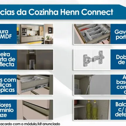 Cozinha 3,44m Modulada 100% MDF Connect (5973) - Imagem 4