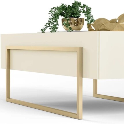 Mesa Centro Pilar com Espelho e Aço Dourado 92cm (5473) - Image 3