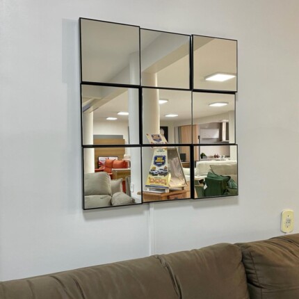 Espelho Quadrado 3D TB86 Preto 75cm (4291) - Imagem 1